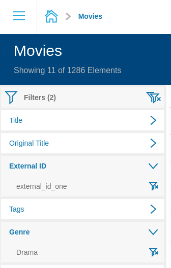 Explorer filter panel expanded