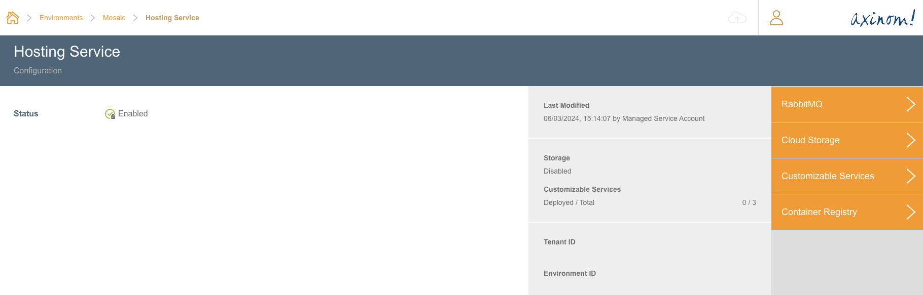 Hosting Service Configuration