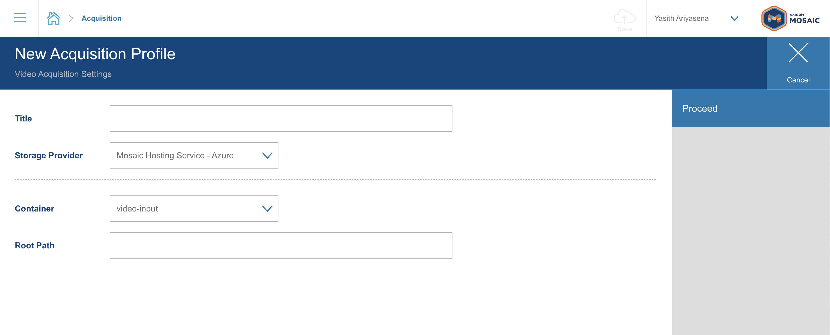 Acquisition Profile / Mosaic Hosting Service