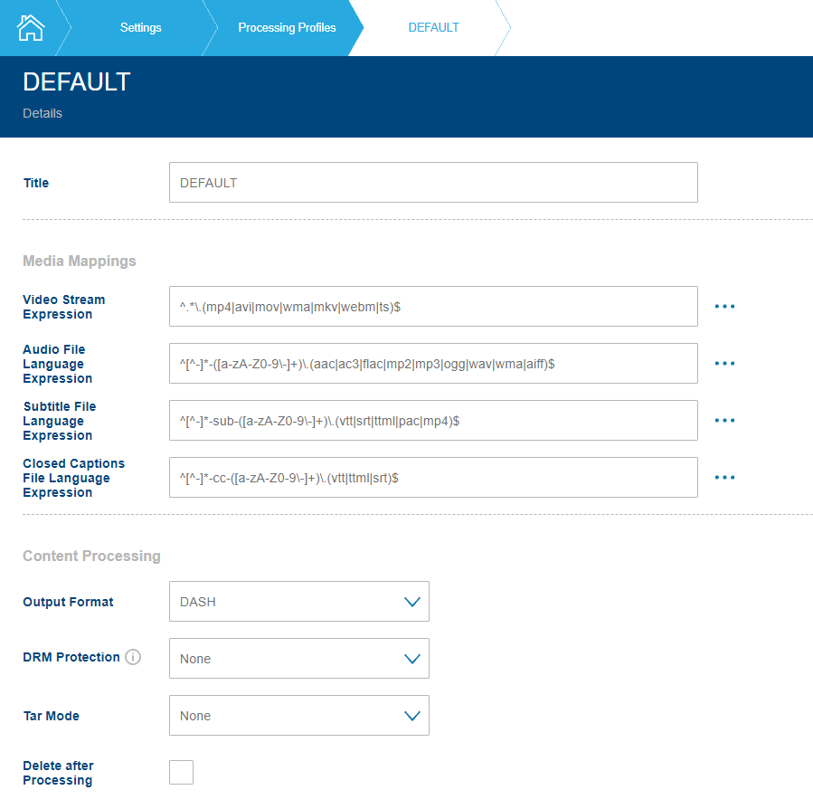 Processing Profile