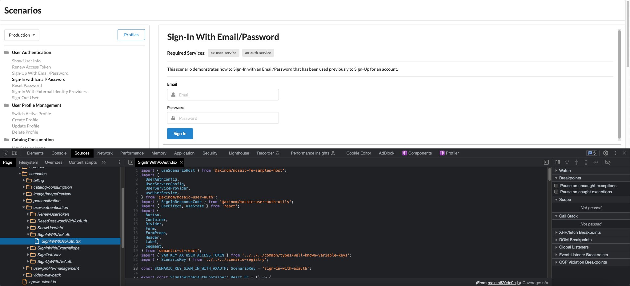 Source Code of Sign-In Scenario